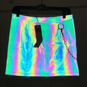 Dolls Kill Reflective Rainbow Skirt